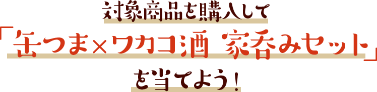 対象商品を購入して「缶つま×ワカコ酒 家呑みセット」を当てよう！