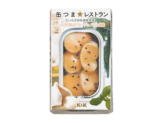 缶つま★レストラン　たいらぎ貝柱のアヒージョバジル風味