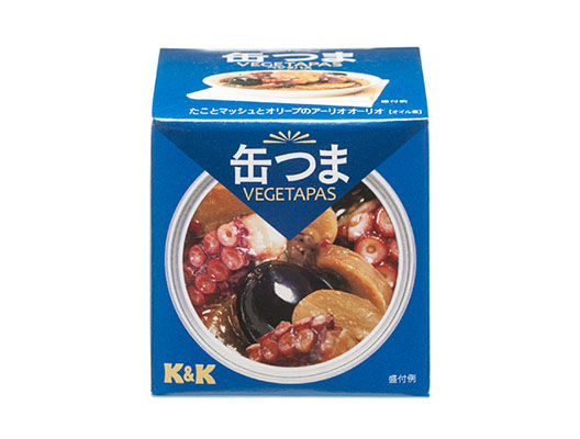缶つまVEGETAPAS タコとマッシュとオリーブのアーリオオーリオ